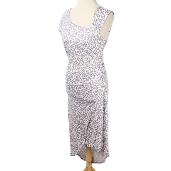 ECOSKIN White & Gray Animal Print Hi Low Fitted Sheath Dress Size M - Picture 3 of 6